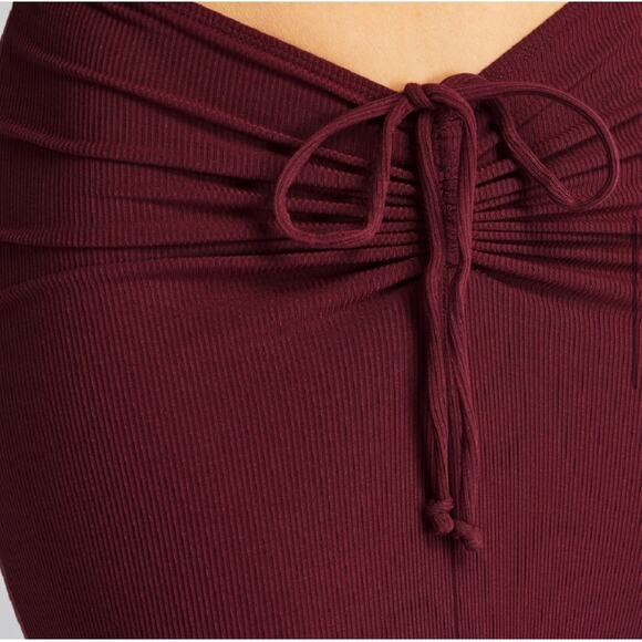 Skims Soft Lounge Ruched Long Skirt in Red Wine - Picture 4 of 10
